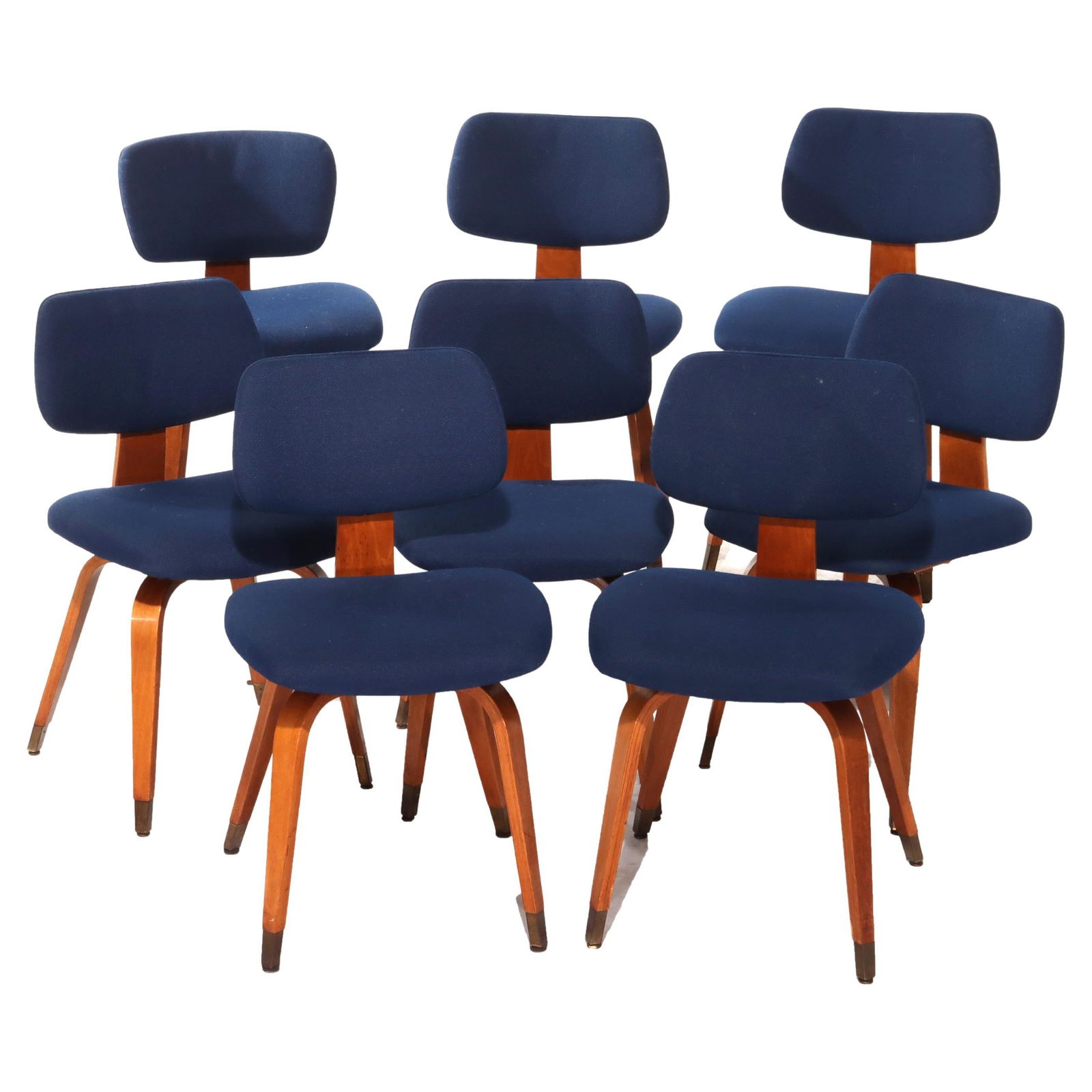 Set of 8 Teak and Upholstered Chairs Mid-Century Modern Circa 1960 (1 of 10)