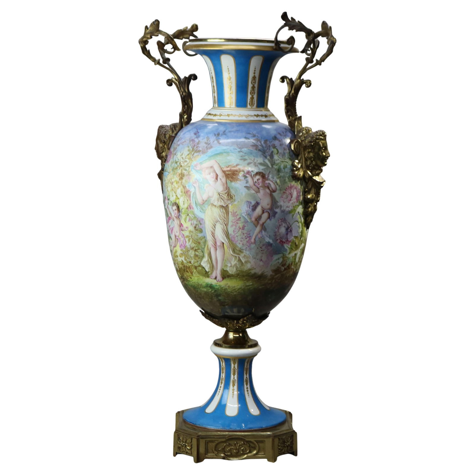 Antique Sevres Louis XIV Style Hand Painted Gilt Porcelain Urn C1890 (1 of 15)