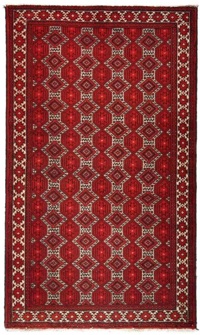Handmade Vintage Tribal Wool Rug 3'10 x 6'5 Anti-Slip Geometric Design: Handmade Vintage Tribal Wool Rug 3'10 x 6'5 Anti-Slip Geometric Design Enhance your home decor with this stunning Handmade Antique Tribal Rug, featuring an allover geometric design. This unique area r