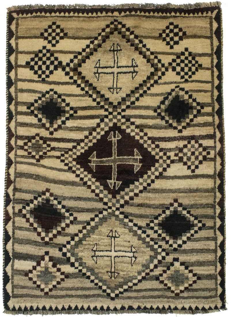 Vintage Hand-Knotted Tribal Style 4x6 Wool Oriental Rug (1 of 13)