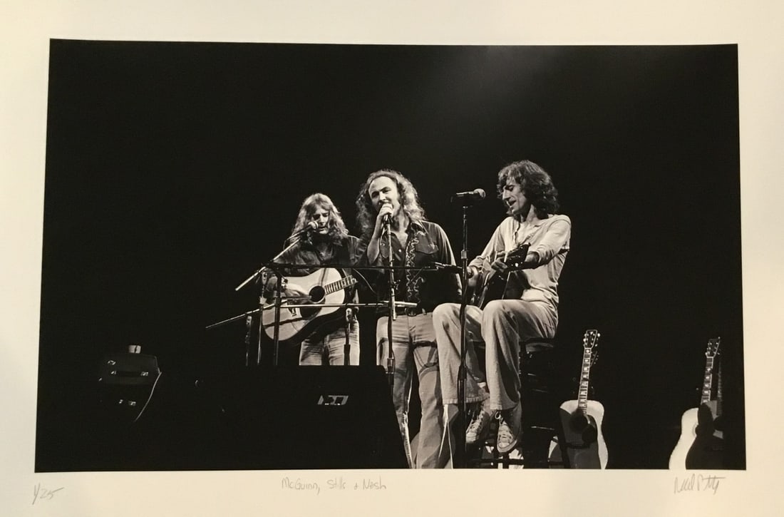 Limited Edition Giclee by Neil Portnoy Signed and Numbered 20" x 29": Limited Edition Giclee by Neil Portnoy Signed and Numbered 20" x 29" This is an original giclee art print by Neil Portnoy featuring McGuinn, Stills, and Nash. The limited edition print is signed and n