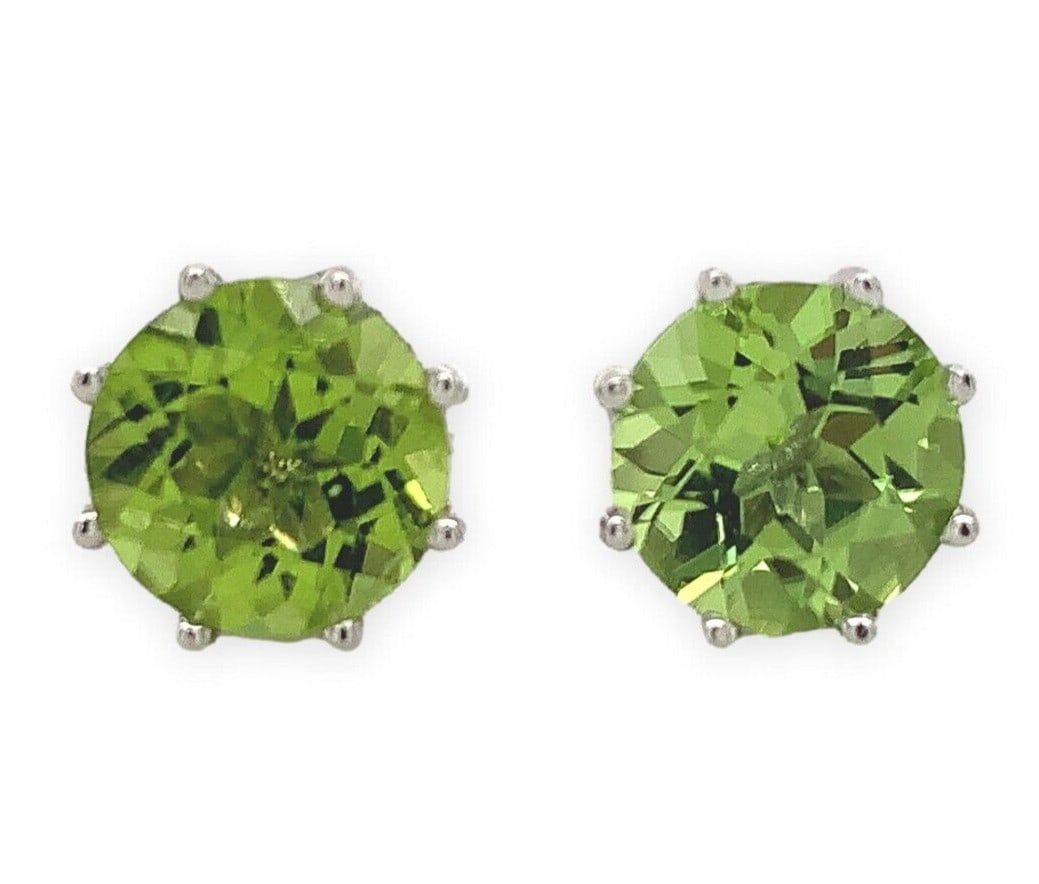 Platinum 2.81 Carat Peridot Stud Earrings GIA Certified (1 of 6)