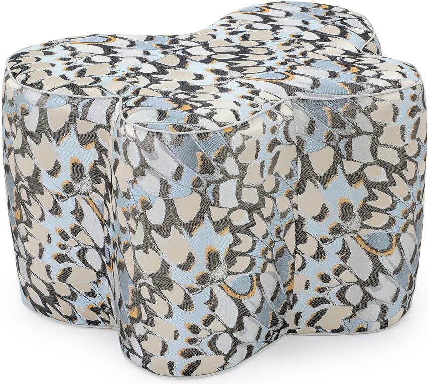 John-Richard Mariposa Butterfly Ottoman Custom Design: John-Richard Mariposa Butterfly Ottoman Custom Design Enhance your living space with this stylish butterfly ottoman, custom designed by John-Richard. This large transitional-style piece features a uni