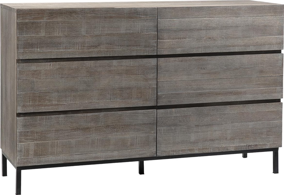 Belson Collection Black Base Solid Oak 6-Drawer Dresser (1 of 1)
