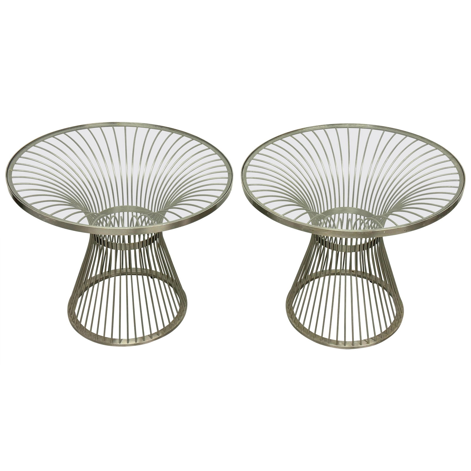 Set of Two Stainless Steel Side Tables Inspired by Platner Design (1 of 10)