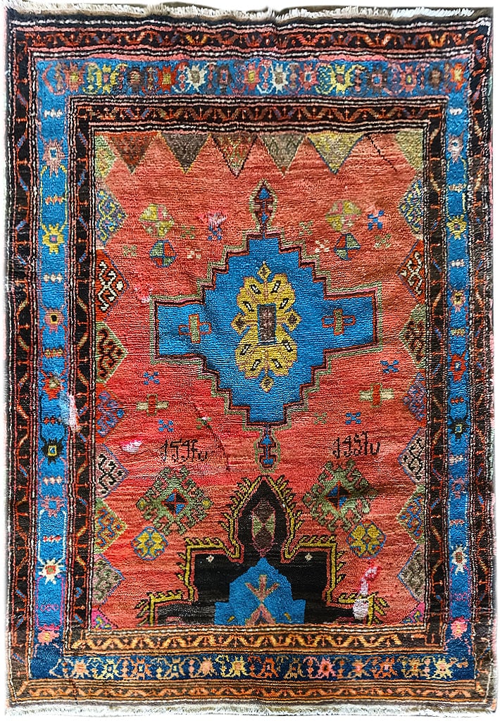 Antique Azarbayjan Hand-Knotted Area Rug 4.2 x 5.8 ft Vintage Wool (1 of 11)