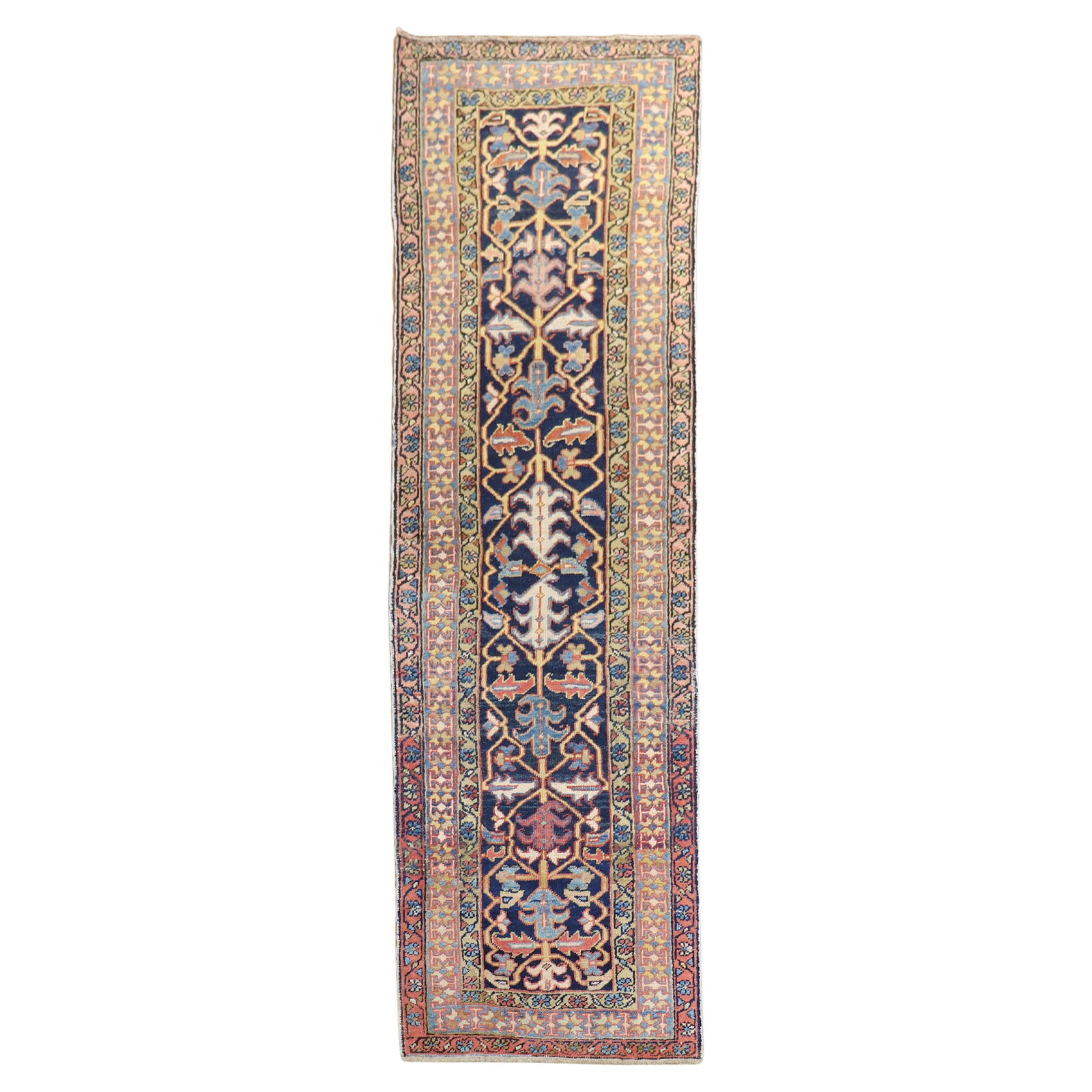 Antique Persian Heriz Wool Runner 2'9'' x 9'5'' 1930s Folk Art Iran (1 of 8)