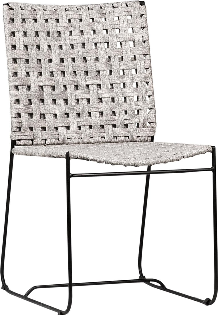 Ezra Modern Outdoor Dining Chair Black Powder Coated Frame: Ezra Modern Outdoor Dining Chair Black Powder Coated Frame The Modern Ezra Outdoor Dining Chair combines style and durability for your outdoor space. Featuring a sleek black powder-coated frame, this