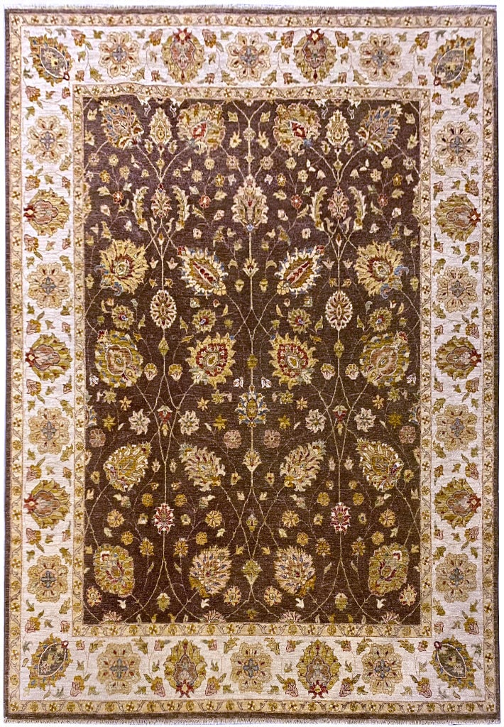 8' x 10' Chocolate Brown Handmade Ziglar Rug Natural Wool Agra Artistry (1 of 11)