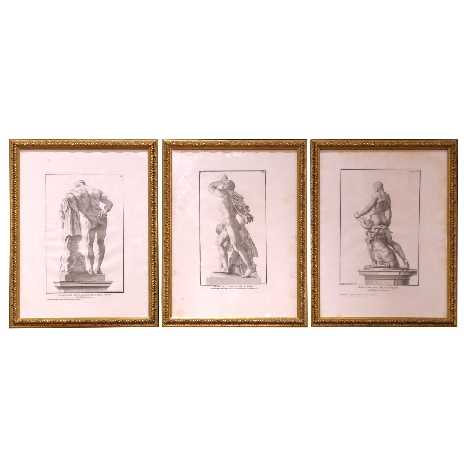 Set of 3 Framed 18th Century Italian Neoclassical Hercules Engravings (1 of 15)