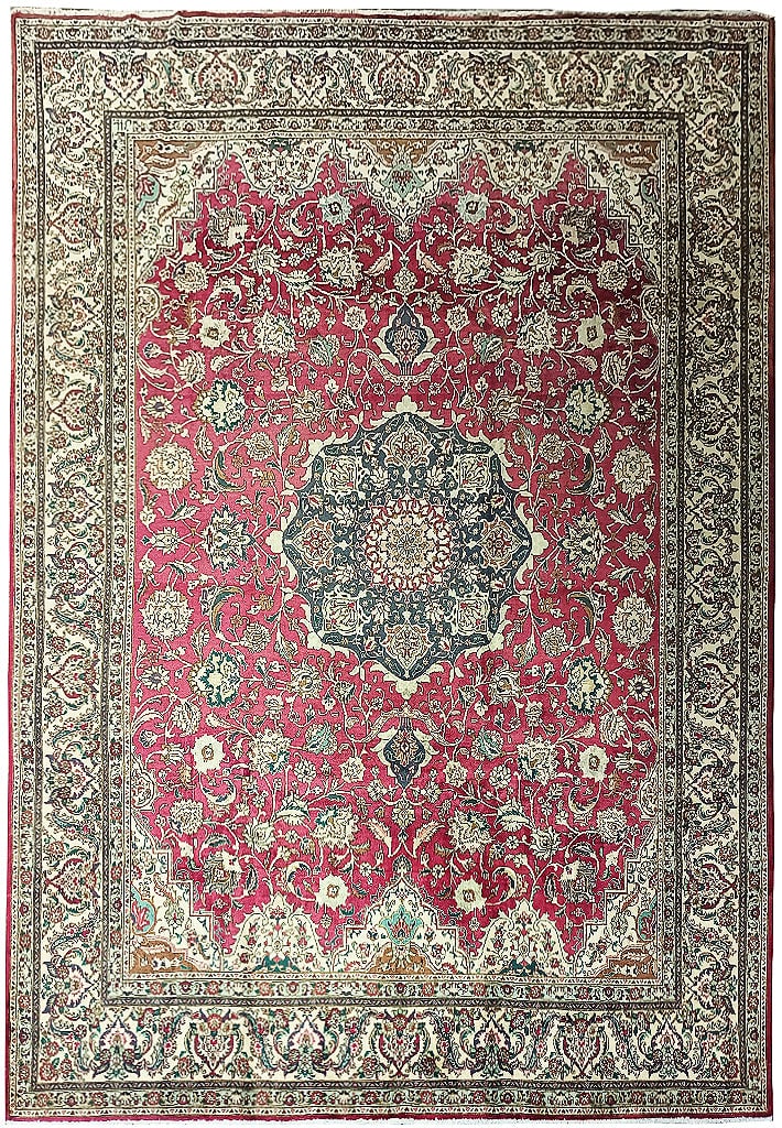 Persian Tabriz Red Blue Hand-Knotted Wool Area Rug 9.8 x 13 (1 of 11)