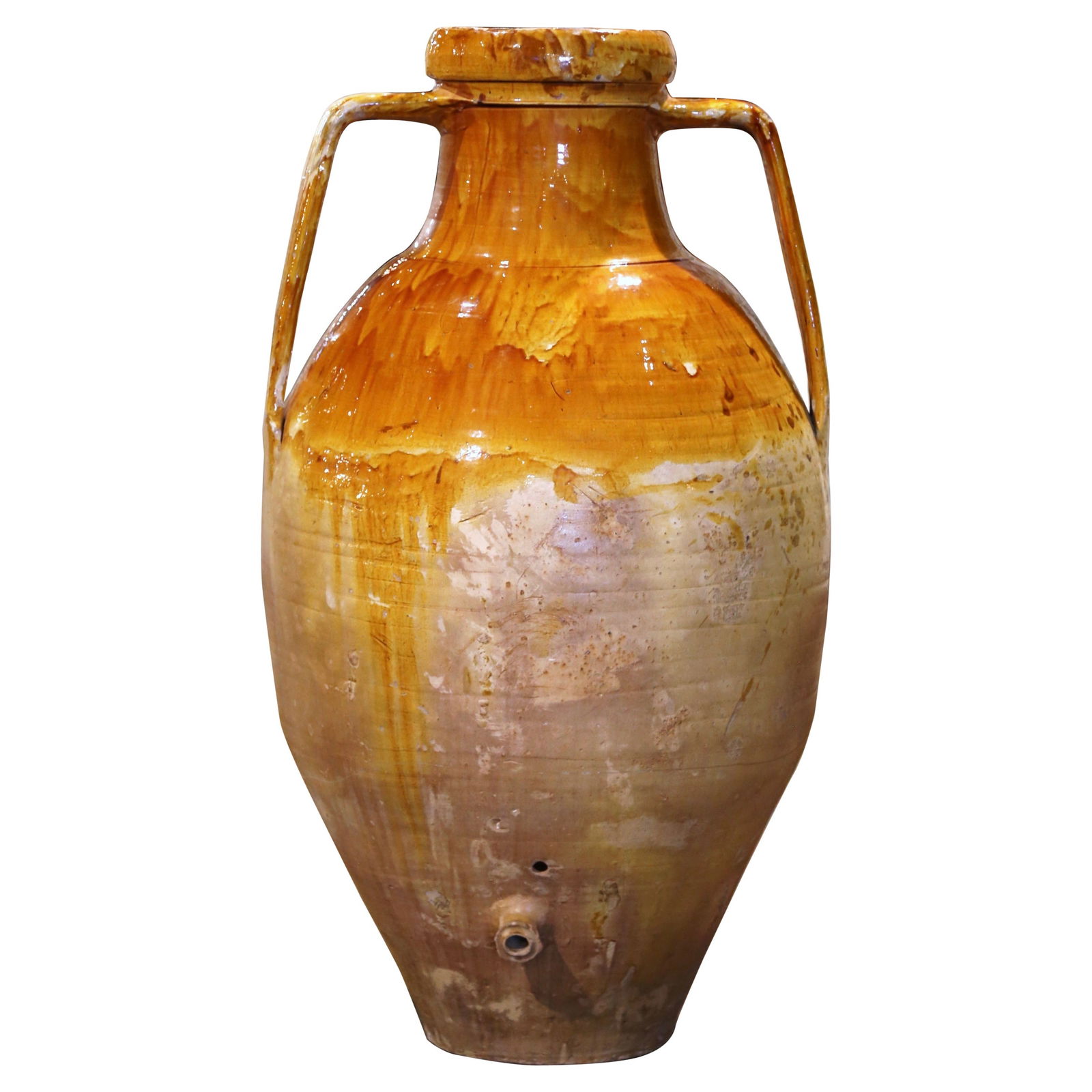 Mid-19th Century Italian Hand-Painted Terracotta Olive Jar with Spout (1 of 8)