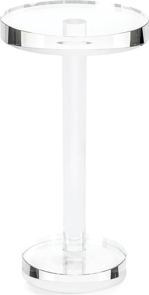 John-Richard Round Crystal Martini Table 22H Elegant Design: John-Richard Round Crystal Martini Table 22H Elegant Design Introducing the Elegant Round Crystal Martini Table, a stunning addition to any space. This luxurious table features a clear crystal finish