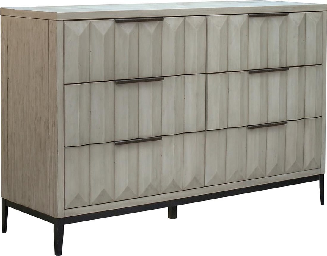 Aldwell Rustic Solid Pine Grey Dresser with Metal Base (1 of 1)