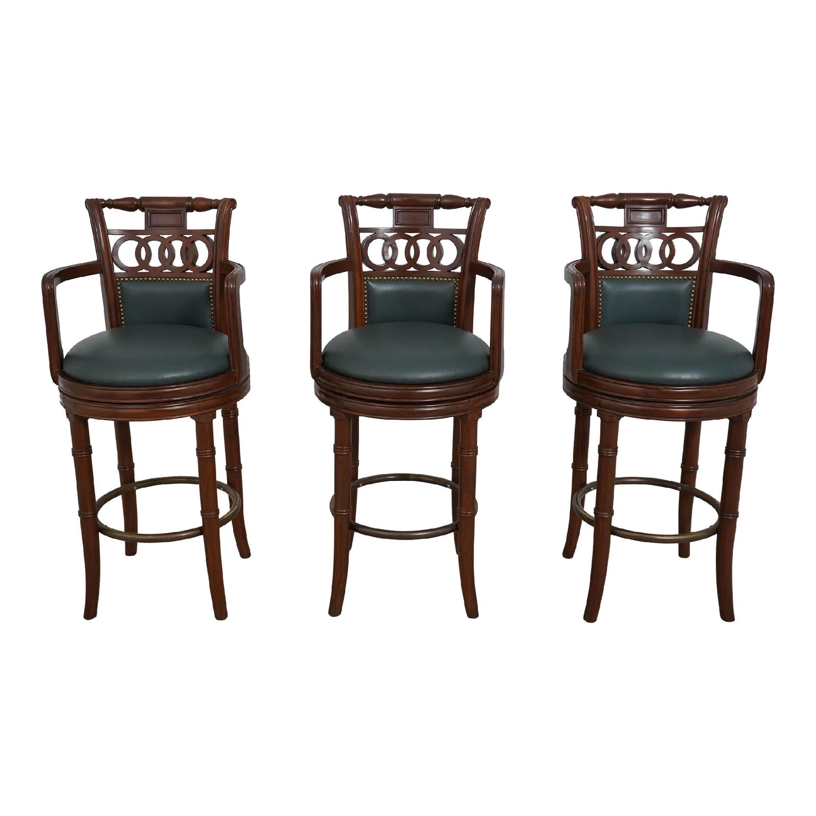 Set of 3 Italian Regency Bar Chairs with Walnut Finish (1 of 10)
