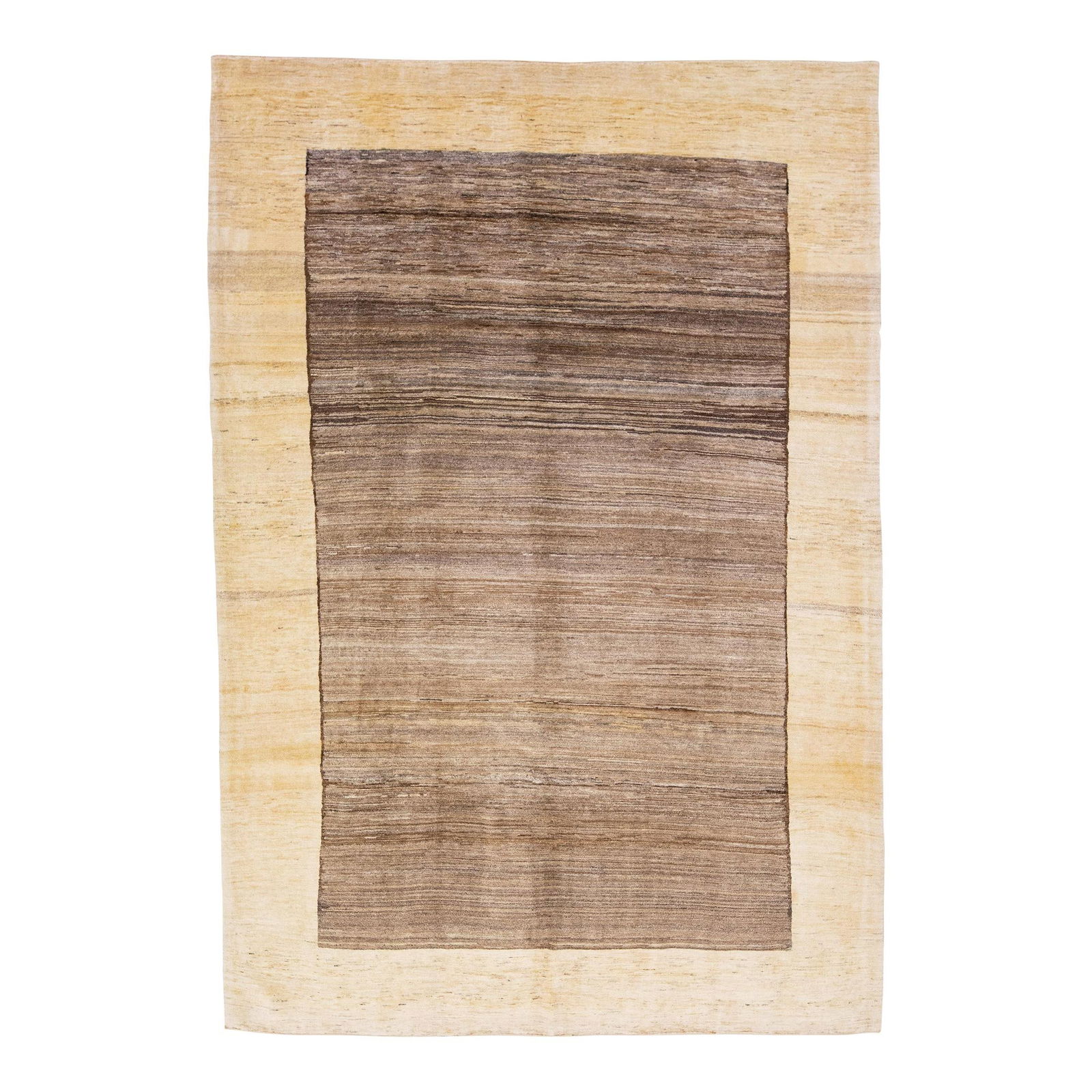 Modern Gabbeh Handmade Wool Rug Brown Beige 6'10 x 9'11 (1 of 10)