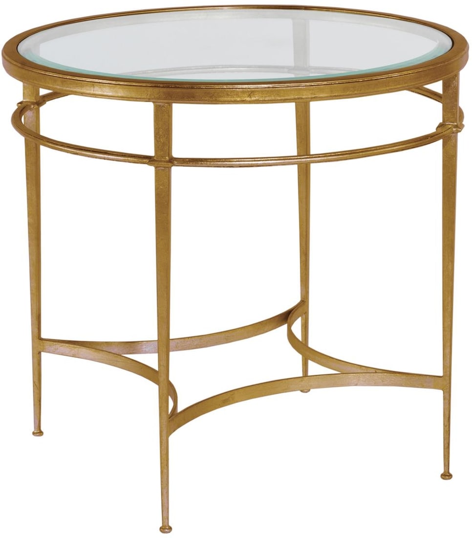 Woodbridge Madeleine Vintage Style Circular Glass Table Patina Gold Leaf (1 of 1)
