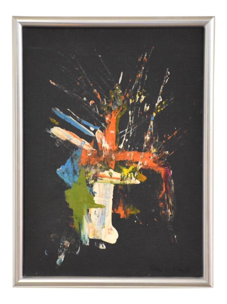 Rita Frost Signed Mid Century Modern Blue Oil Painting on Canvas: Rita Frost Signed Mid Century Modern Blue Oil Painting on Canvas Discover a stunning mid-century modern abstract oil on canvas painting by renowned artist Rita Frost. This captivating artwork features