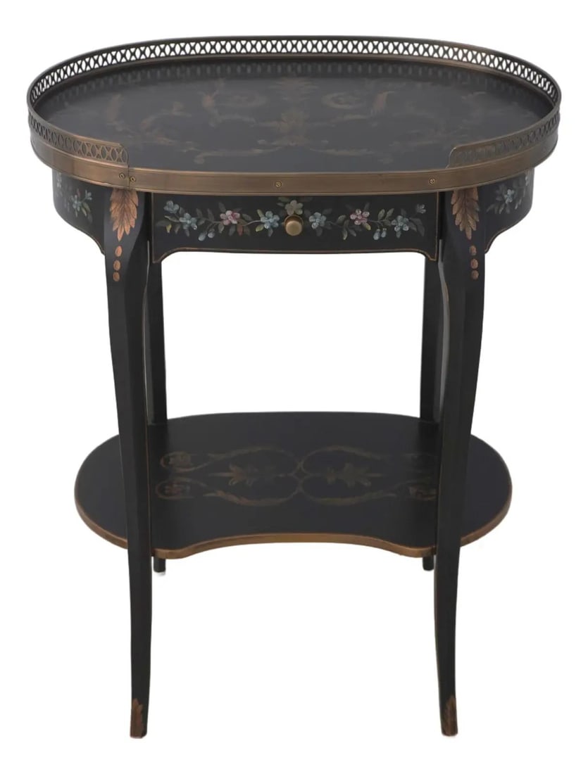 Maitland Smith French Black Crackle Painted Occasional Table (1 of 10)
