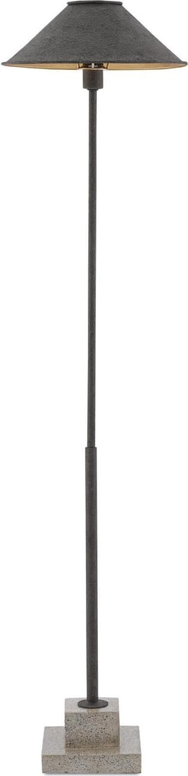 Currey Fudo Floor Lamp Industrial Style Gold Leaf Interior 49.75" Height: Currey Fudo Floor Lamp Industrial Style Gold Leaf Interior 49.75" Height Illuminate your space with the Elegant Fudo Floor Lamp, a stunning addition to your lighting collection. This contemporary lamp