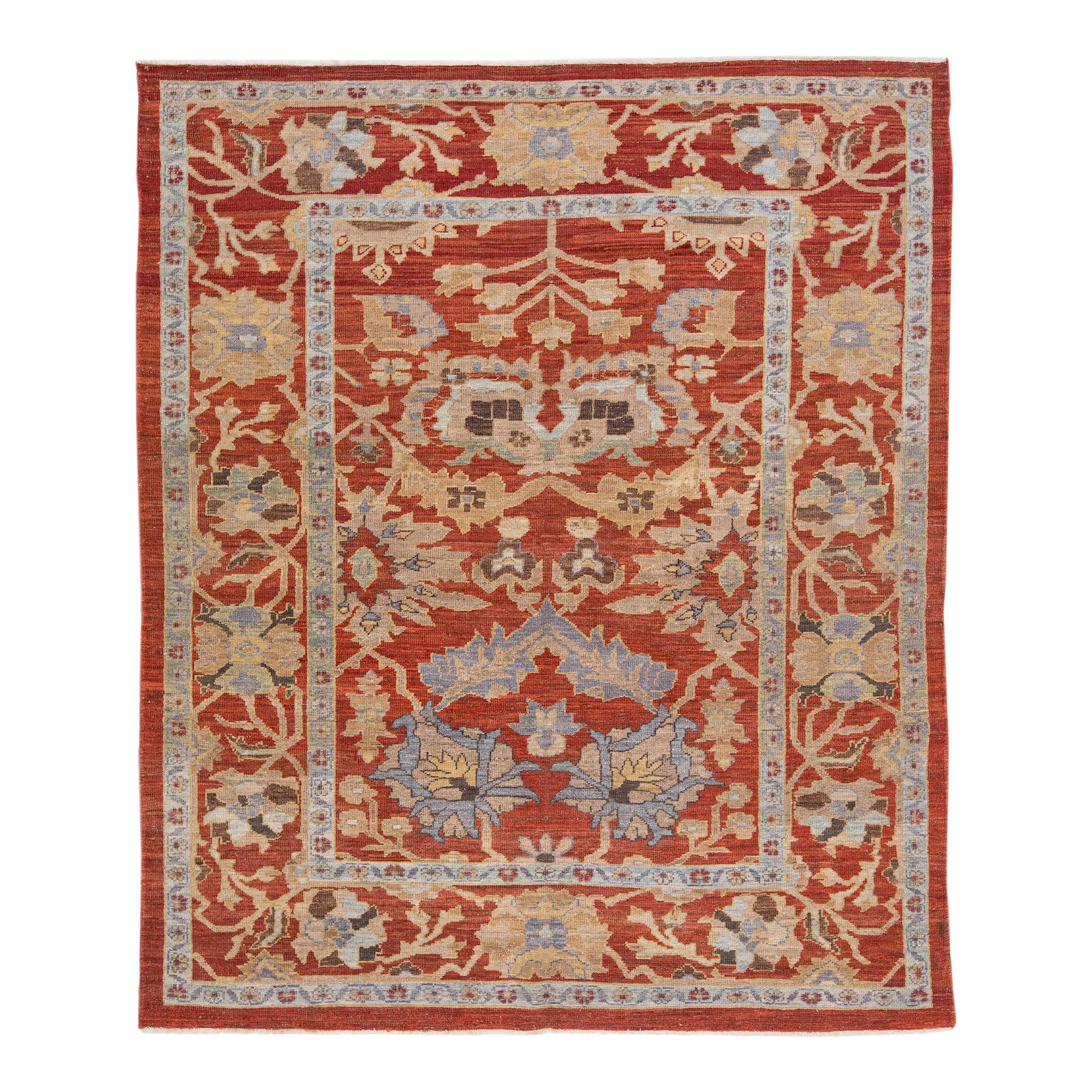 Modern Sultanabad Hand-Knotted Floral Wool Rug Rust Color 6'6 x 7'9 (1 of 7)