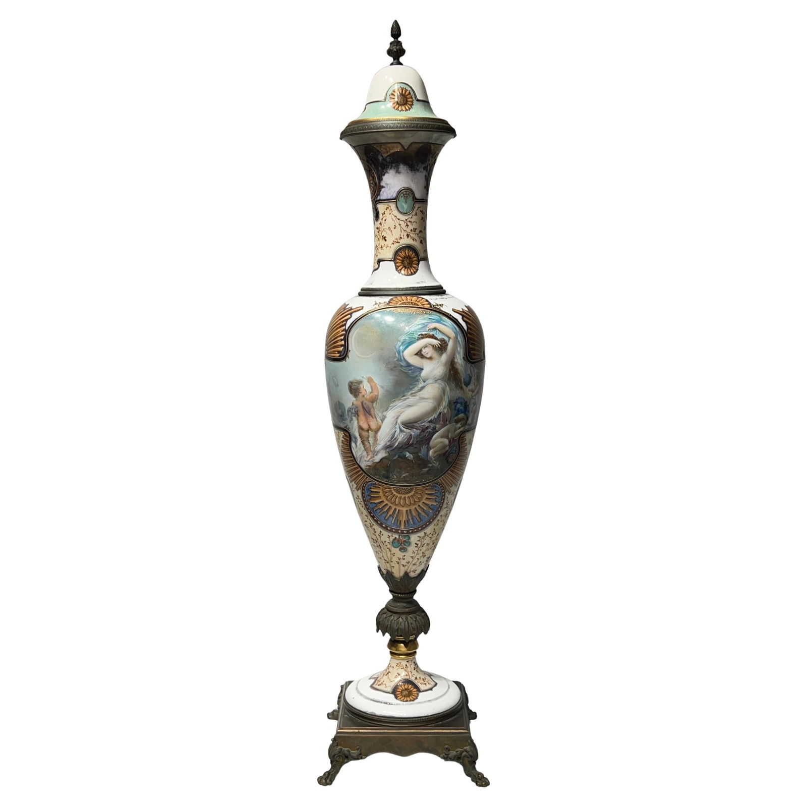 Neoclassical French Porcelain Vase with Bronze Base Signed Lingrand c1880 (1 of 13)