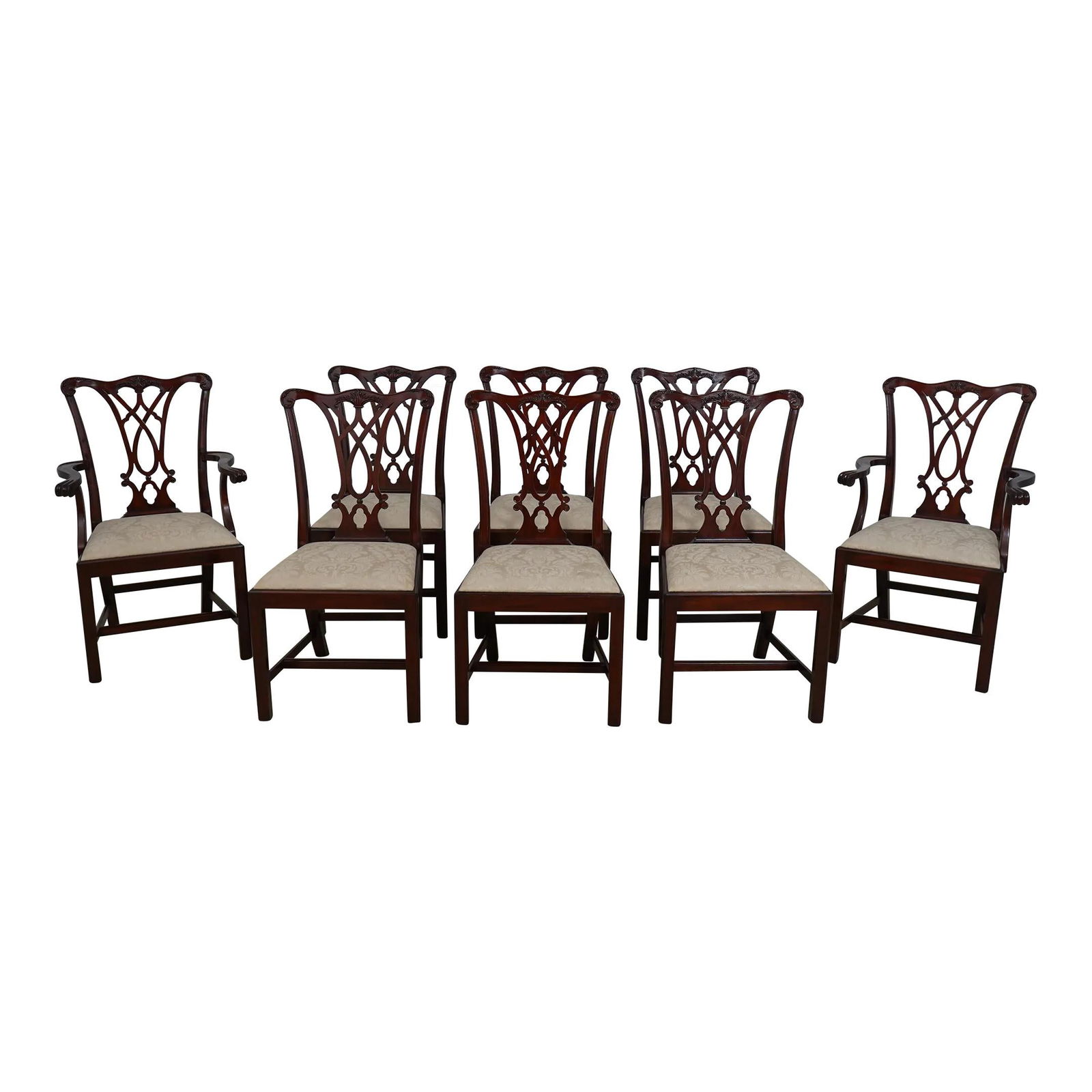 Set of 8 Henkel Harris Model 107 Chippendale Mahogany Dining Chairs (1 of 10)