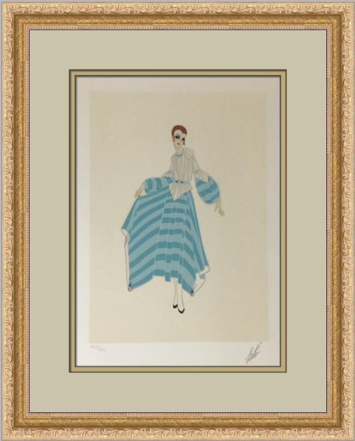 Erte Elegance 1975 Signed Limited Edition Lithograph Custom Framed Art Deco (1 of 6)