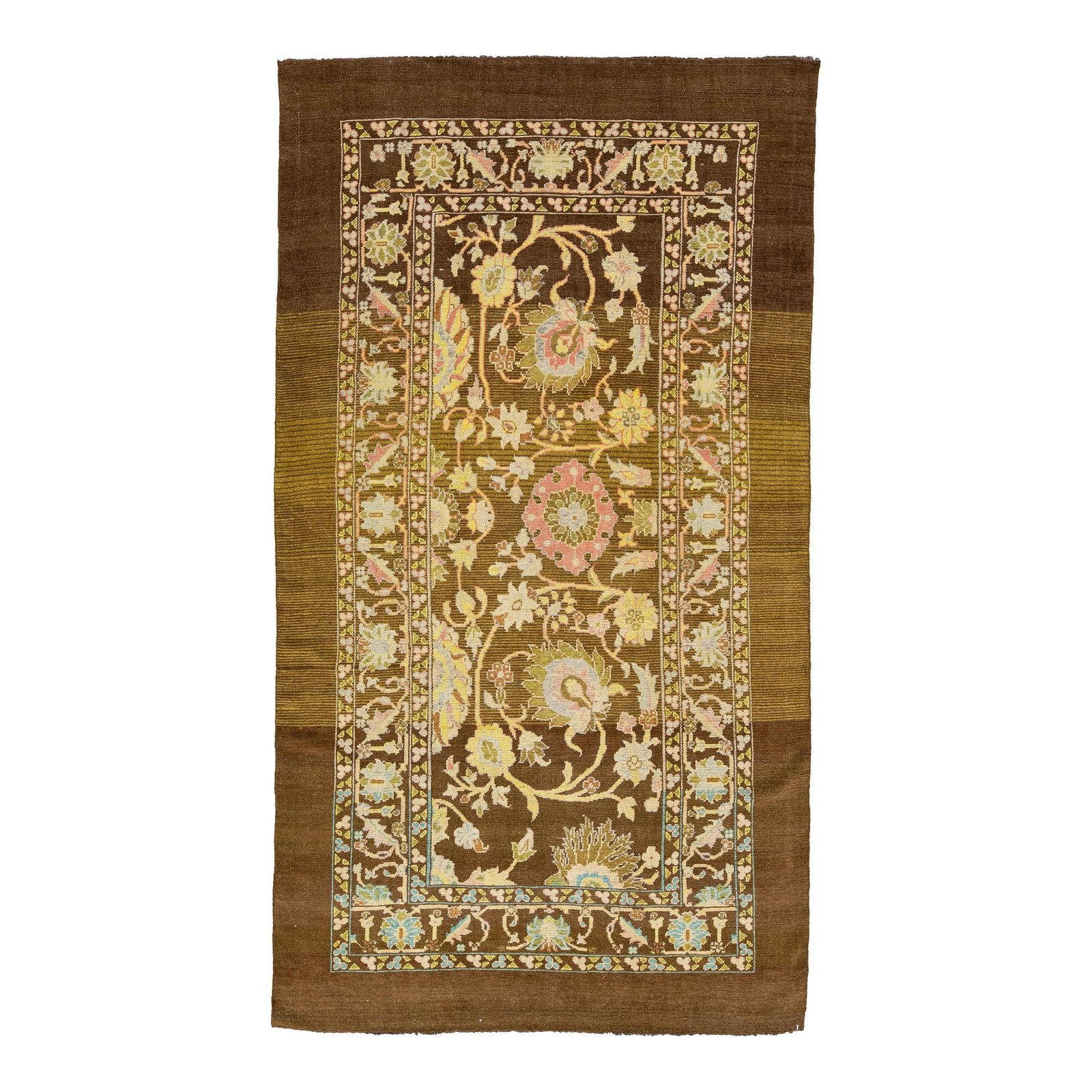 Handmade Multicolor Floral Pattern Wool Rug Mid-Century Modern 6'4 x 11'7: Handmade Multicolor Floral Pattern Wool Rug Mid-Century Modern 6'4 x 11'7 Enhance your space with this exquisite Mid-Century Modern style handmade wool rug, inspired by 19th-century regional artisans.