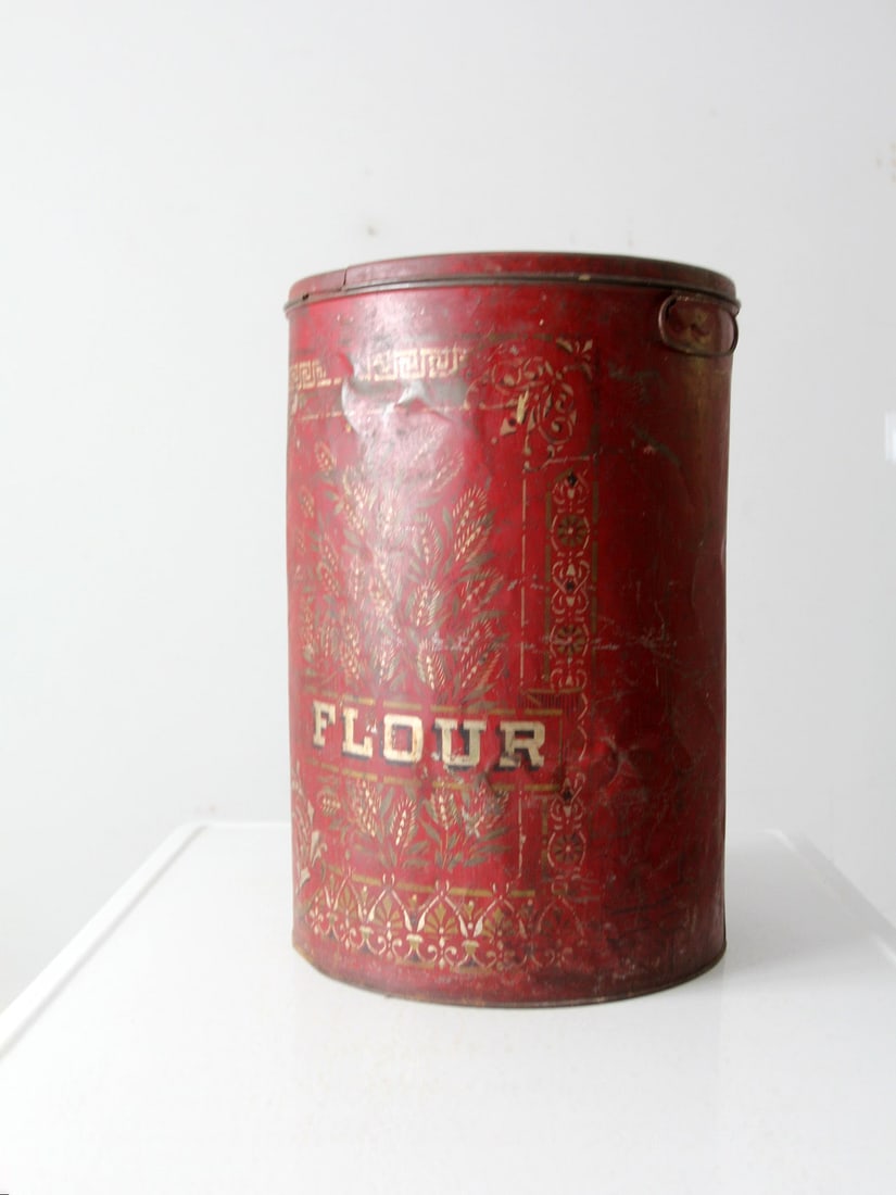 Late 19th Century Antique Red Metal Flour Bin Cream City Ware (1 of 12)