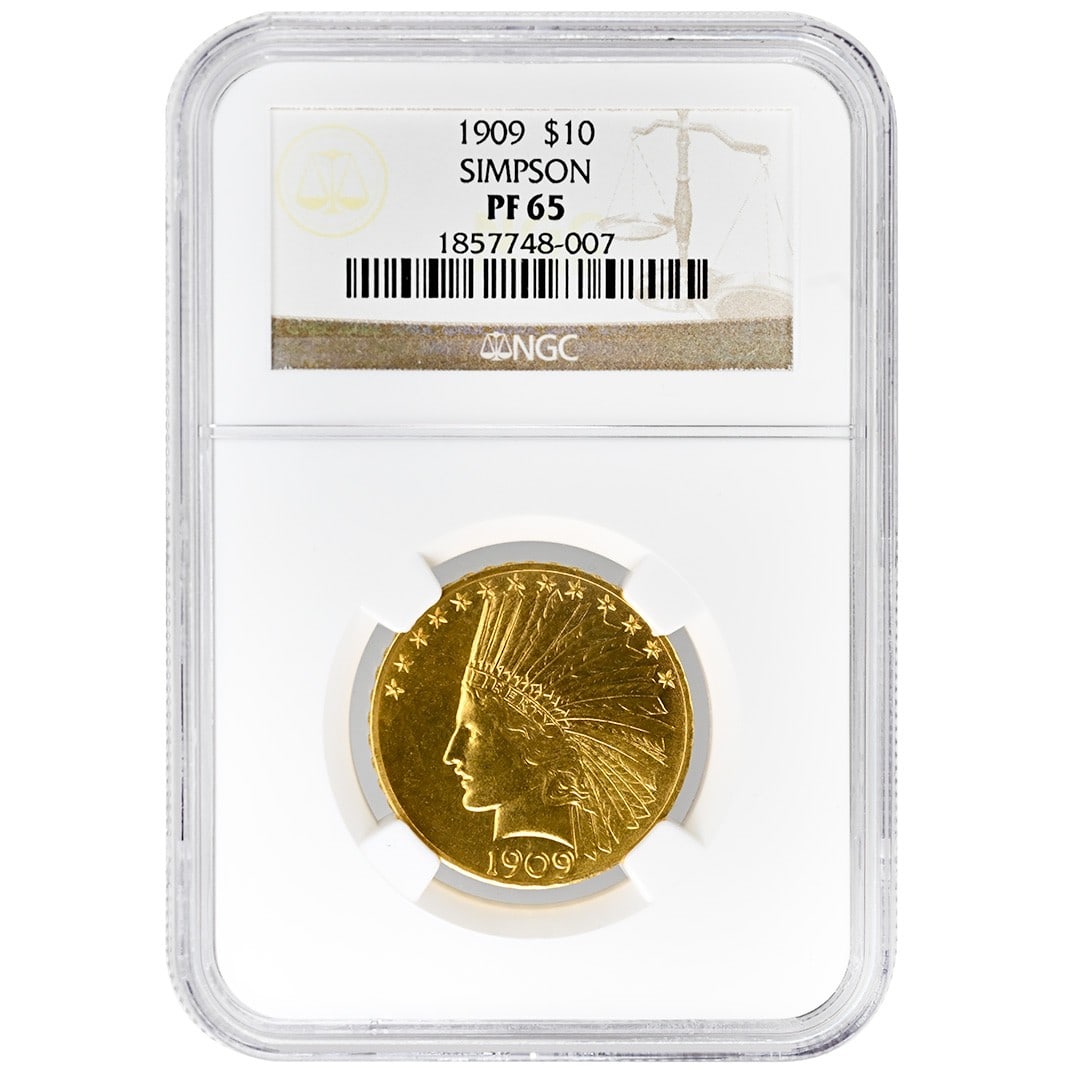 1909 $10 Indian Gold Coin NGC PF65 Philadelphia Mint With Motto (1 of 2)