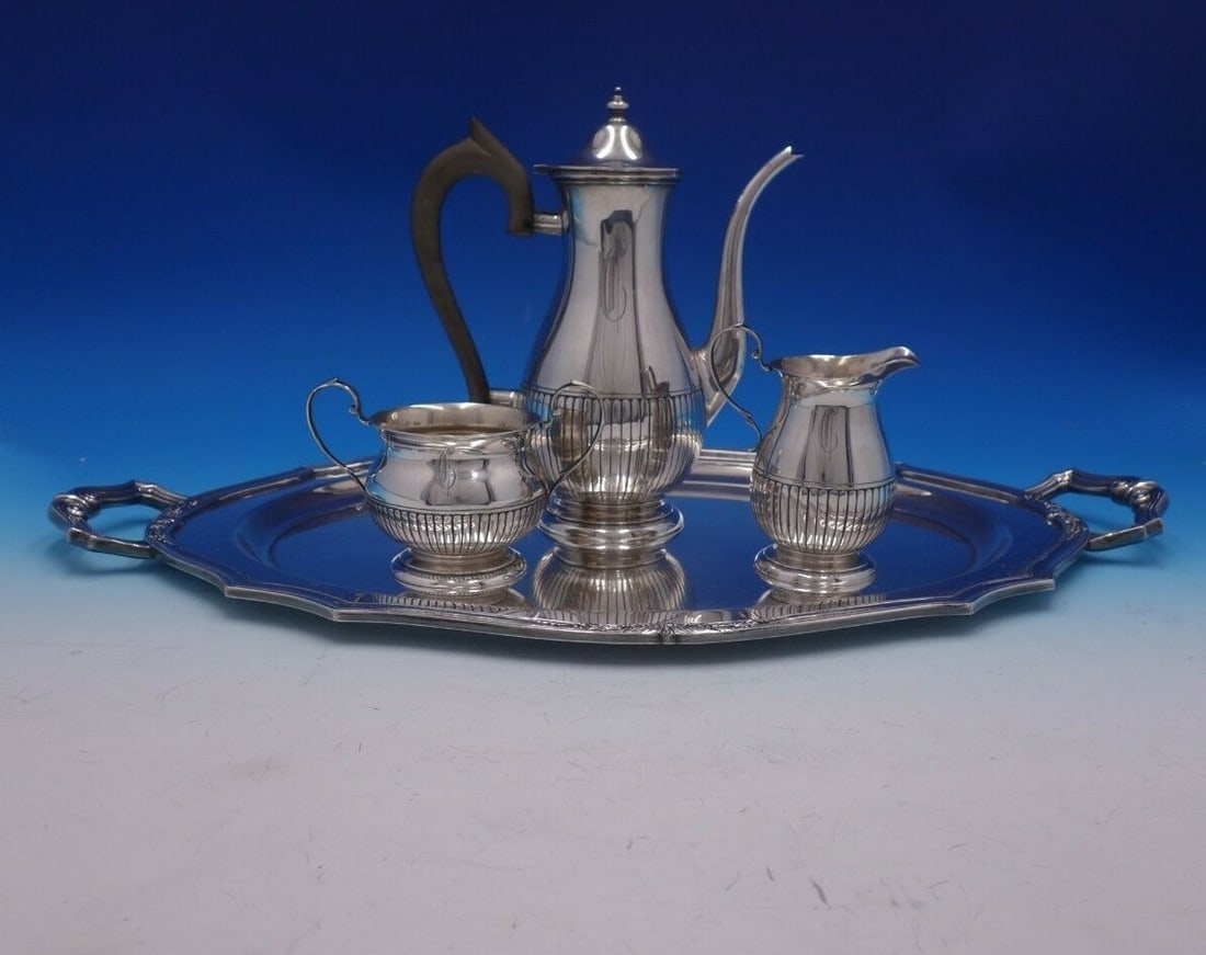 Becht & Hartl Colonial Sterling Silver 3pc Demitasse Coffee Set with Tray: Becht & Hartl Colonial Sterling Silver 3pc Demitasse Coffee Set with Tray Experience the elegance of the Colonial by Becht & Hartl Sterling Silver Demitasse Coffee Set, a charming three-piece