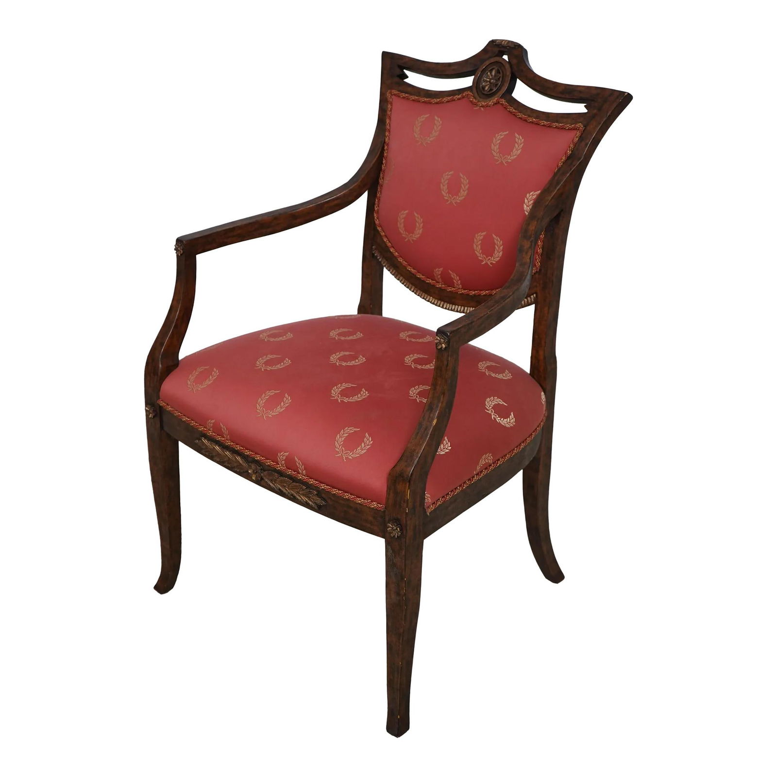 Minton Spidell Regency Wreath Upholstered Armchair Faux Walnut Finish (1 of 10)