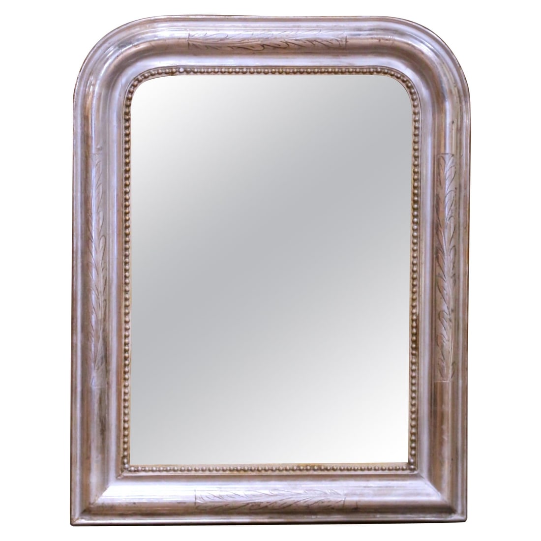 French Louis Philippe Mercury Glass Mirror Silver Leaf Circa 1870 Rounded Corners (1 of 6)