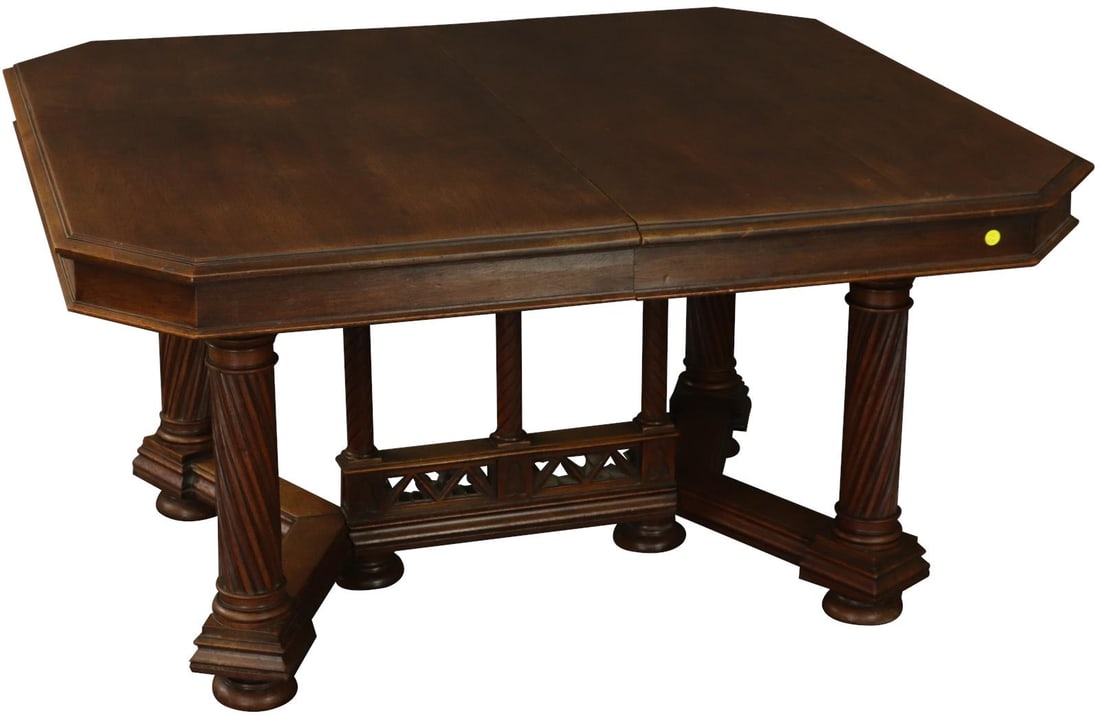 1890 Antique Gothic Dining Table in Walnut 28.75H 53W 45D (1 of 6)