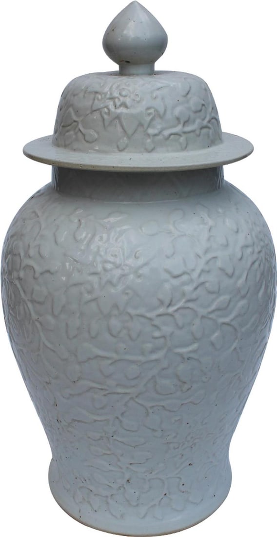 Handmade Twisted Vine Ceramic Temple Jar 25H 13W 13D: Handmade Twisted Vine Ceramic Temple Jar 25H 13W 13D Explore the beauty of this Twisted Vine Patterned Ceramic Jar, a stunning medium-sized temple jar that adds an artistic touch to any space. Handcra