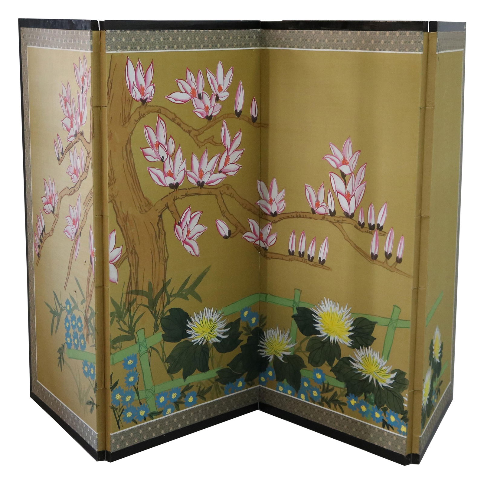 20th Century Chinese Ebonized Floral Folding Table Screen (1 of 15)