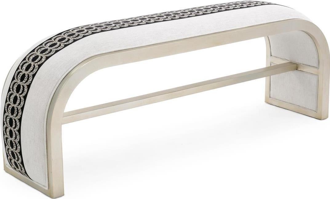 John-Richard Aintree Curved Bench Pewter Silver Finish: John-Richard Aintree Curved Bench Pewter Silver Finish Introducing the Sophisticated Aintree Bench, featuring a stunning pewter silver finish that adds a touch of elegance to any space. This bench sho