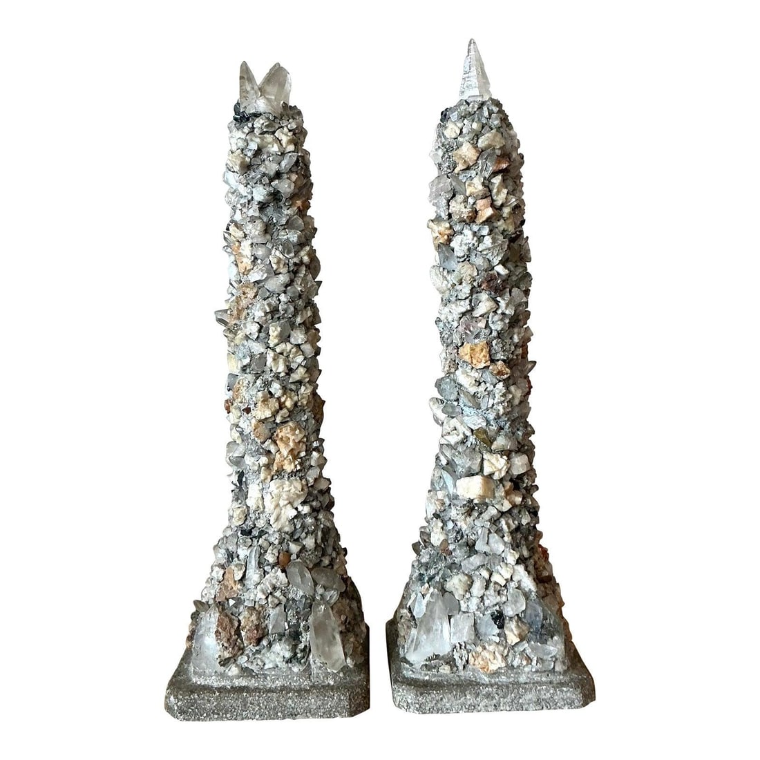 Pair of Bohemian Style Obelisks With Quartz Crystal Tips and Natural Stones (1 of 8)