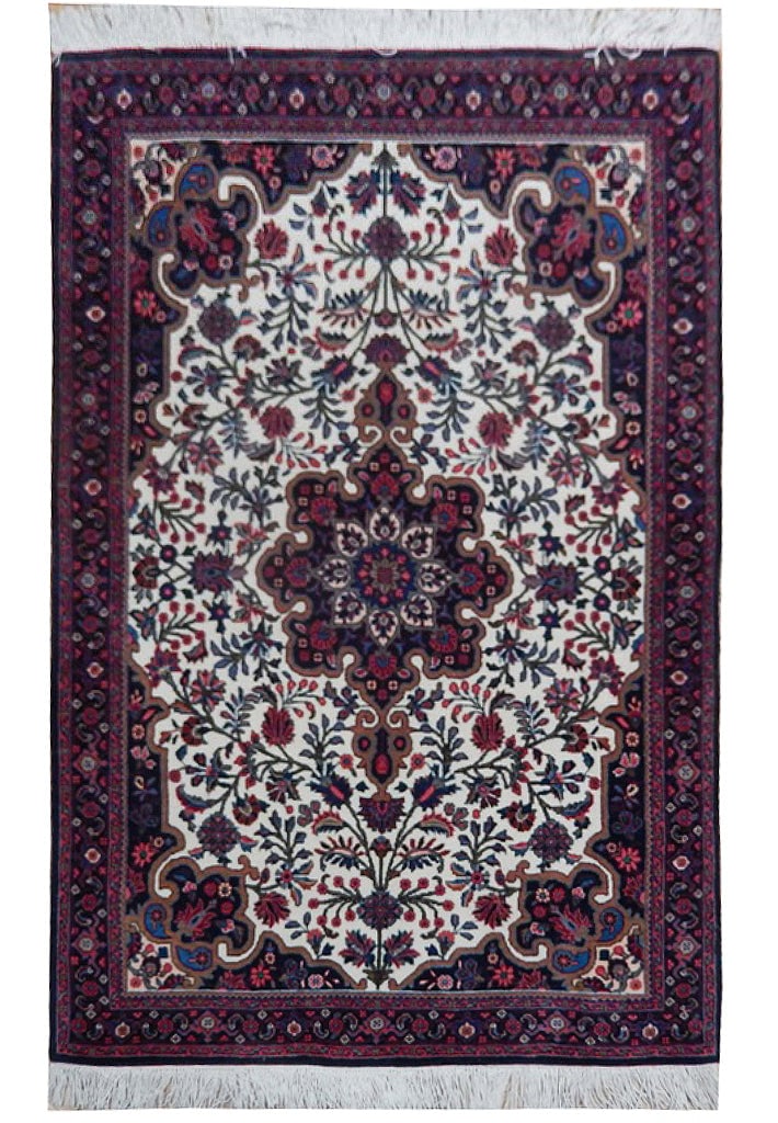 Luxurious 3.7x5.3 Persian Bijar Floral Area Rug Hand-Knotted Wool: Luxurious 3.7x5.3 Persian Bijar Floral Area Rug Hand-Knotted Wool Free continental US Shipping Introducing an exquisite 3.7 x 5.3-foot High-End Persian Bijar Floral Rug, a luxurious masterpiece that e