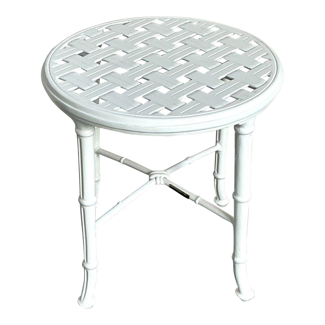 Regency Faux Bamboo Aluminum Side Table with Lattice Top by Brown Jordan (1 of 8)