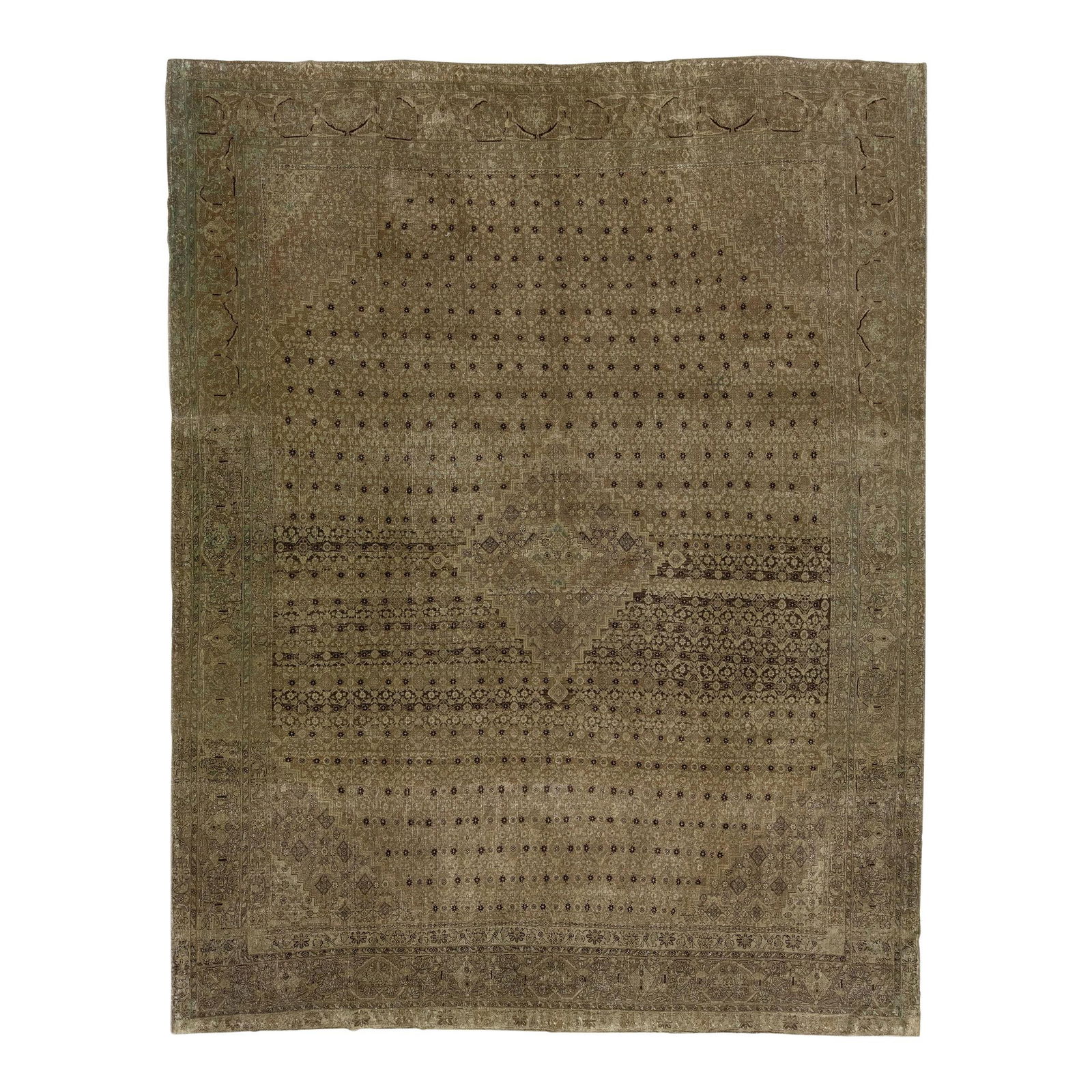 Handmade 20th Century Brown Tabriz Wool Rug 11'3 x 14'4 (1 of 7)