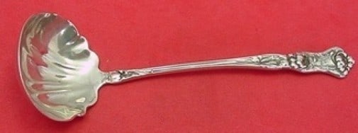 Wallace Peony All-Sterling Silver Scalloped Soup Ladle 10 3/8 inches (1 of 2)