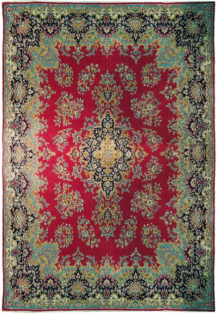 9.7 x 13.4 Red Handmade Semi Antique Persian Kerman Rug (1 of 6)