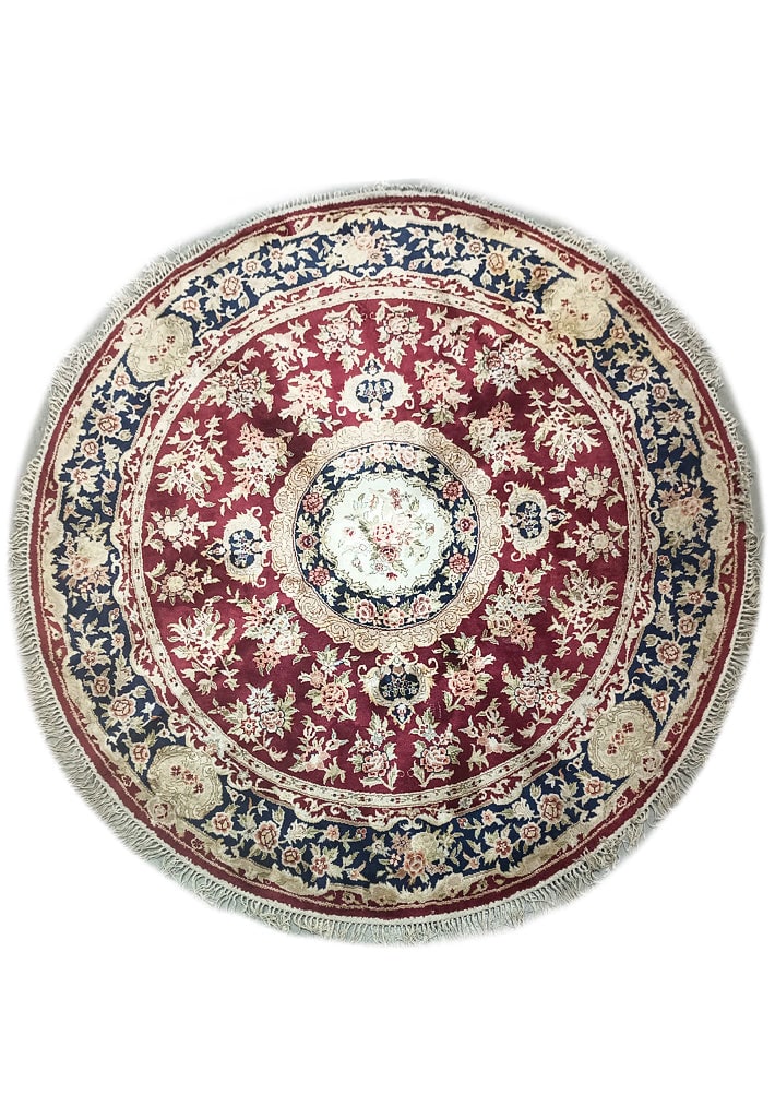 Luxurious 6' Silk Round Handmade Area Rug Tabriz Design: Luxurious 6' Silk Round Handmade Area Rug Tabriz Design Free continental US Shipping Enhance your living space with this exquisite 6' x 6' Silk Round Handmade Rug, a luxurious centerpiece meticulously