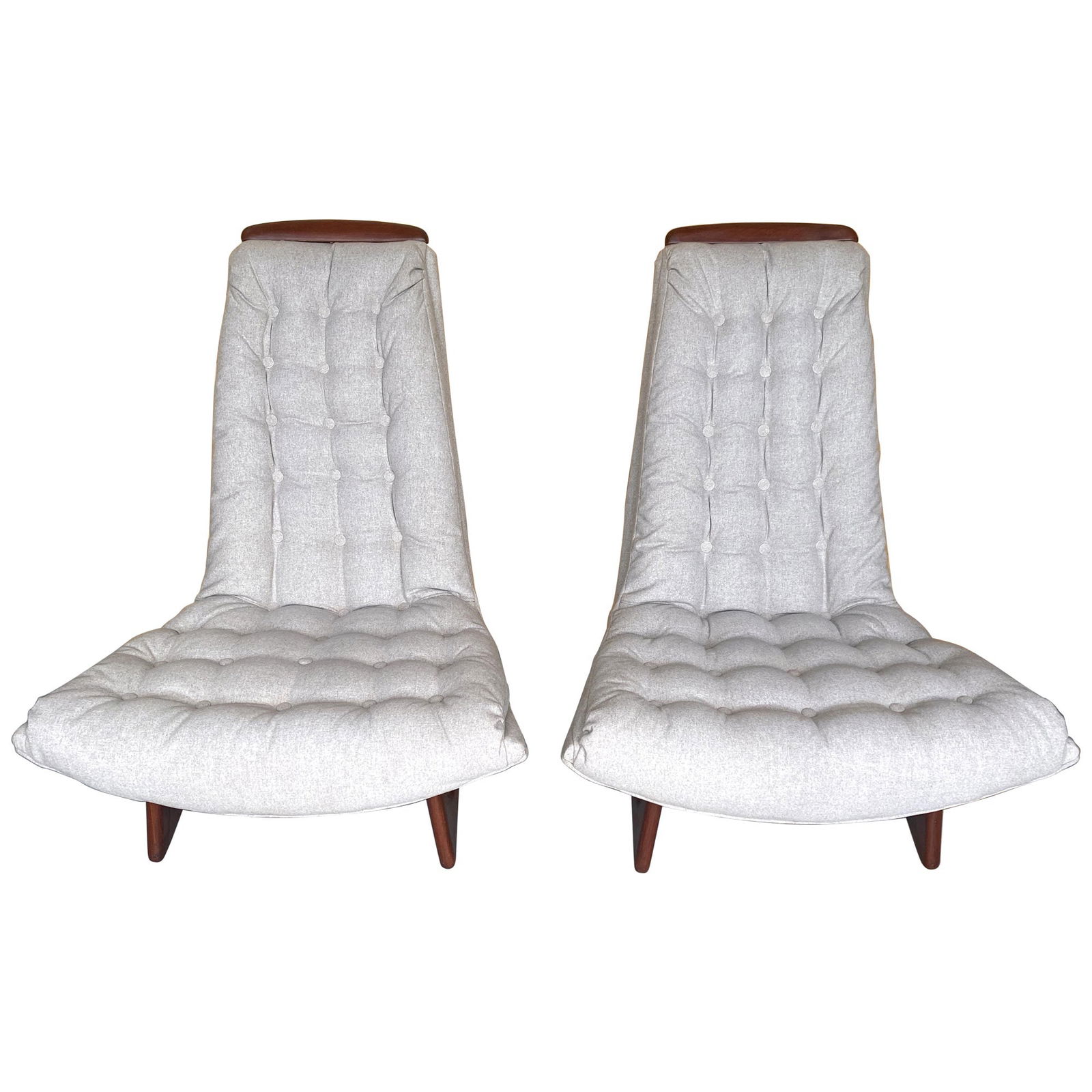 Mid-Century Modern Adrian Pearsall Gondola Chairs Set of 2: Mid-Century Modern Adrian Pearsall Gondola Chairs Set of 2 This exquisite pair of gondola club/lounge chairs, attributed to the esteemed designer Adrian Pearsall for Craft Associates, showcases the el