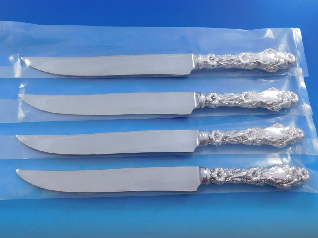 Lily by Whiting 4pc Sterling Silver Texas Sized Steak Knife Set (1 of 4)