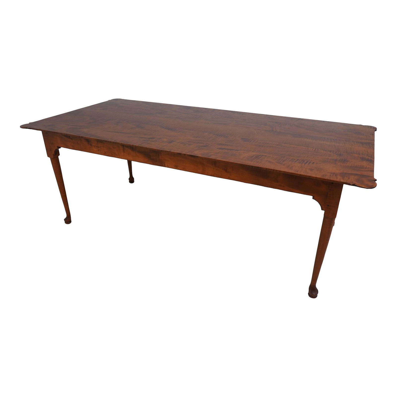 Elegant Tiger Maple Scalloped Dining Table 42.5 x 84 Brown (1 of 10)