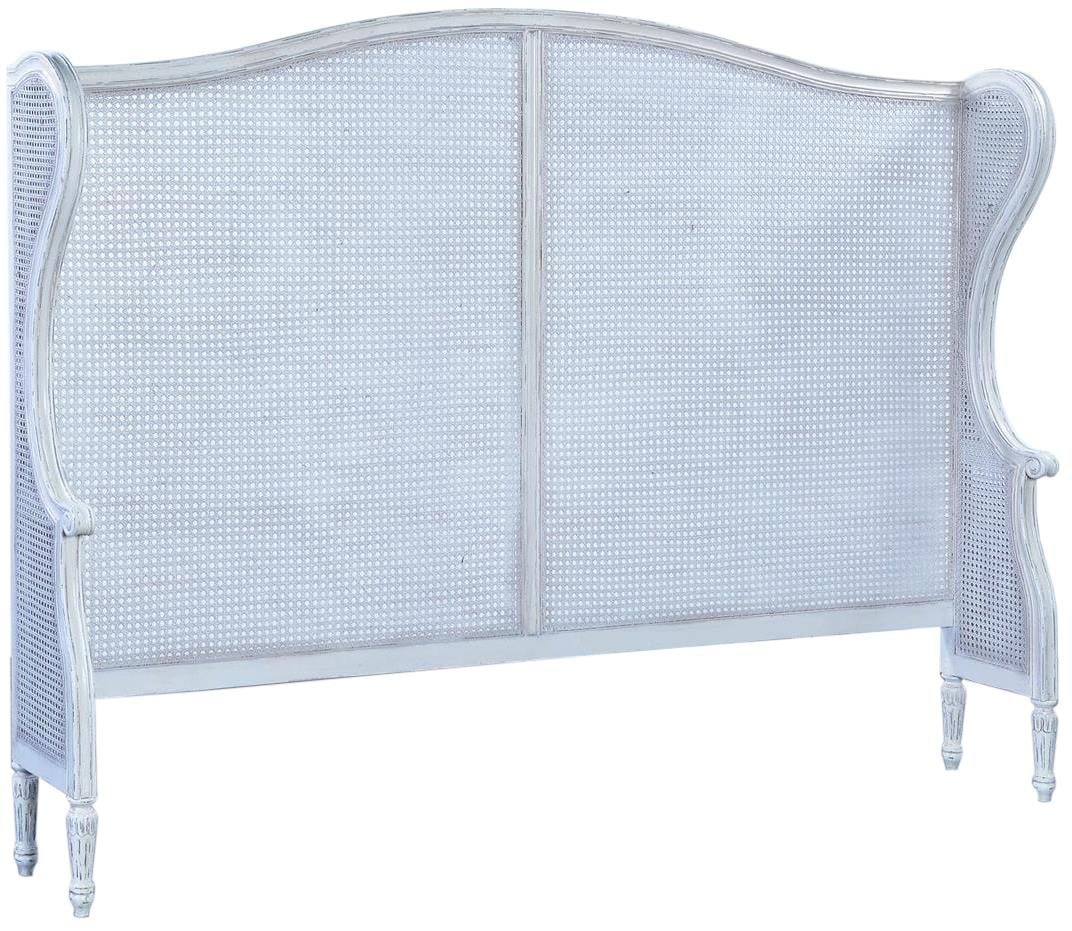 Elegant Kingstone Headboard White Cane Solid Wood French Country Style: Elegant Kingstone Headboard White Cane Solid Wood French Country Style Enhance your bedroom with the Refined Kingstone Headboard, designed to bring an elegant touch to your decor. This headboard featu