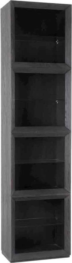 Eloa English Traditional Red Oak Bookcase with Glass Shelves: Eloa English Traditional Red Oak Bookcase with Glass Shelves This elegant bookcase is crafted from premium red oak wood, featuring a sophisticated dark brown ebony finish that complements classic inte